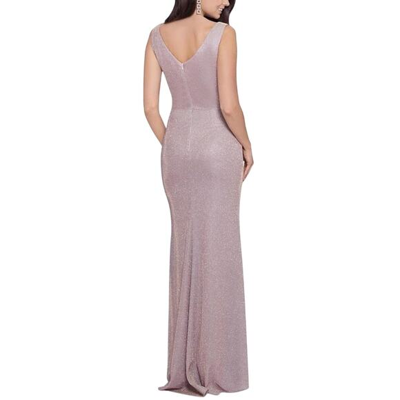 BETSY & ADAM Long Glitter Sleeveless Gown, Size 14 New with Tag MSRP $269 - Picture 4 of 11
